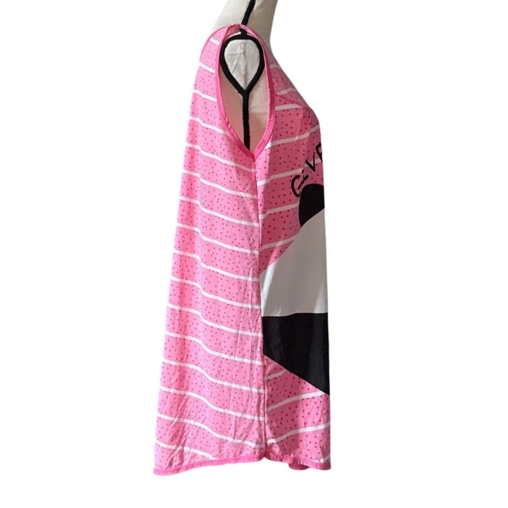 Lati Fashion Womens XL Panda Give Me‎ A Hug Sleepshirt Nightgown Pink Striped